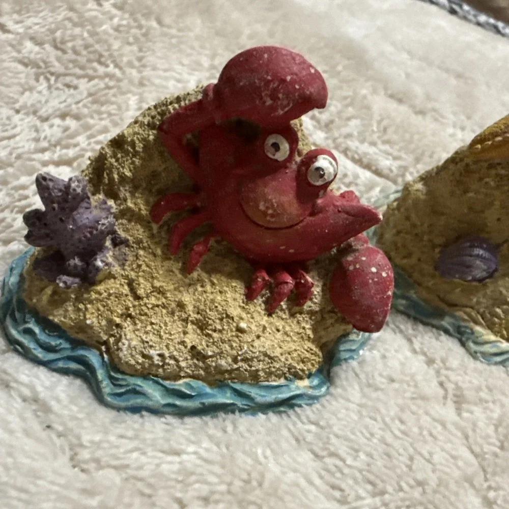 3 Fish Aquarium Decor Pirate Starfish Shell Crab Polyresin